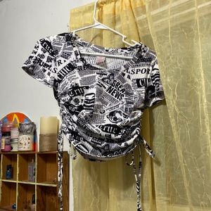 Black and white adjustable crop top